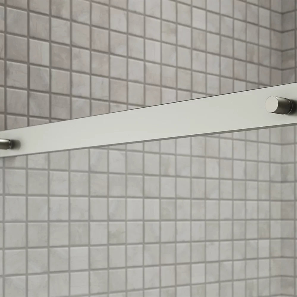 Kohler Elate® Sliding Bath door (56.3" - 59.6" W x 56.8" H) with heavy 5/16" (8mm) thick Crystal Clear glass with Privacy Band in Matte Nickel