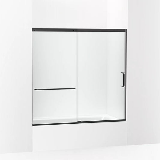 Kohler Elate® Sliding Bath door (56.3" - 59.6" W x 56.8" H) with heavy 5/16" (8mm) thick Crystal Clear glass in Matte Black