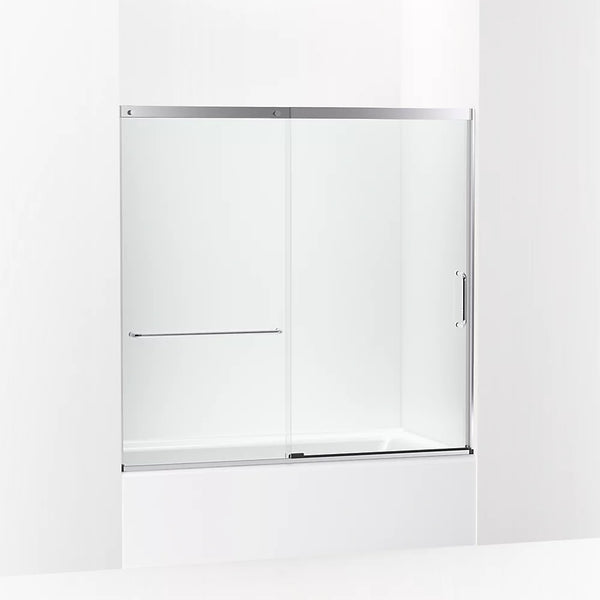 Kohler Elate® Sliding Bath door (56.3 - 59.6 W x 56.8 H) with heavy 5/16 (8mm) thick Crystal Clear glass in Bright Silver