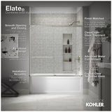 Kohler Elate® Sliding Bath door (56.3" - 59.6" W x 56.8" H) with heavy 5/16" (8mm) thick Crystal Clear glass