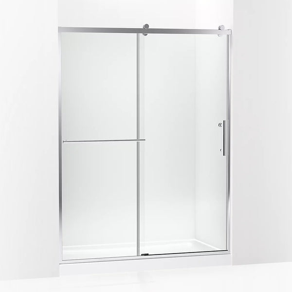 Kohler Rely® (56.6 - 59.6 W x 77 H) Sliding shower door with 3/8 (10mm) thick glass in Bright Polished Silver