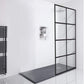 Fab Glass & Mirror Madeira Series (36"W X 76"H) Fixed EnduroShield 3/8" Thick Clear Tempered Glass - Matte Black Finish