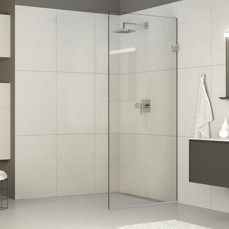 Fab Glass & Mirror Milan Stationary Panel Shower Screen (30W" X 60H") Clear Glass - Chrome Finish