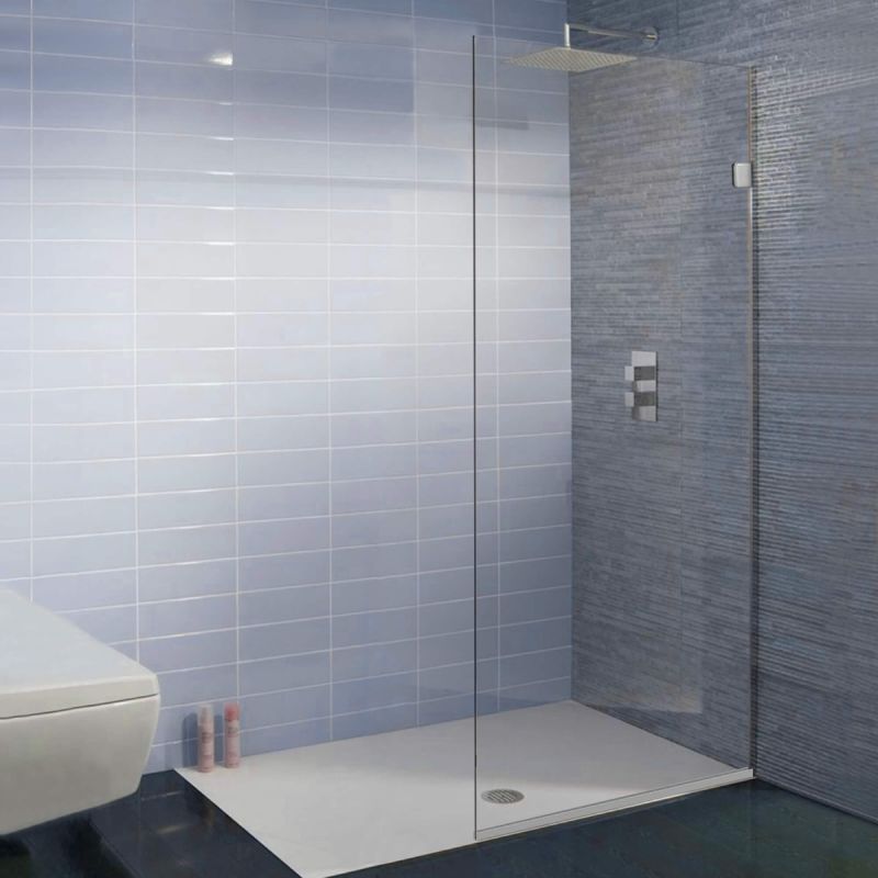 Fab Glass & Mirror Milan Stationary Panel Shower Screen (30W" X 60H") Clear Glass - Chrome Finish