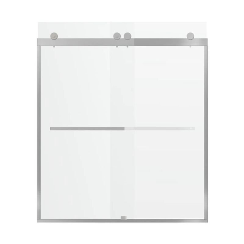 Fab Glass & Mirror Portofino Frameless (56"- 60"W x 74"H) Clear Tempered Glass Double Sliding Shower Door - Chrome Finish