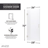 ANZZI Passion Series (24"W x 72"H) Frameless Hinged Shower door with Handle