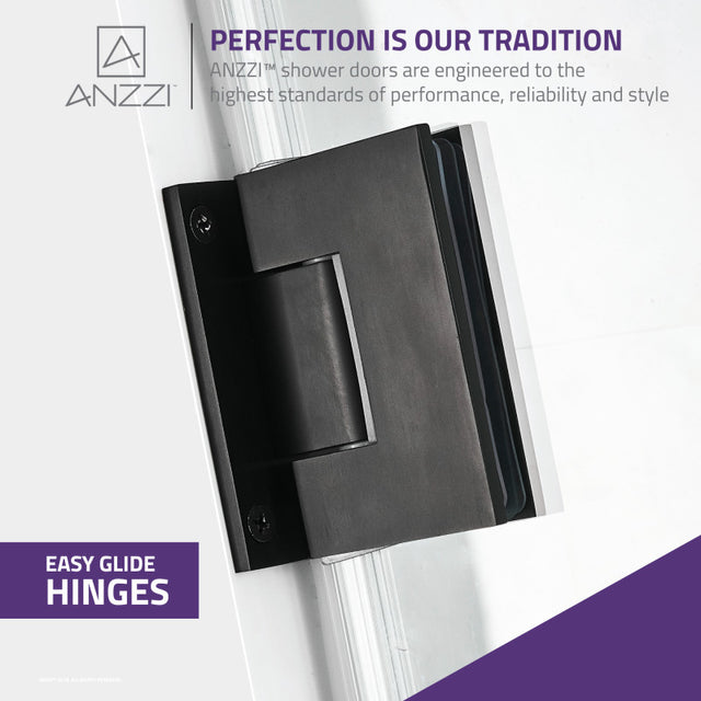 ANZZI Passion Series (24"W x 72"H) Frameless Hinged Shower door with Handle