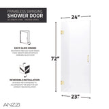 ANZZI Passion Series (30"W x 72"H) Frameless Hinged Shower Door with Handle