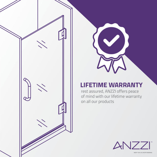 ANZZI Passion Series (30"W x 72"H) Frameless Hinged Shower Door with Handle