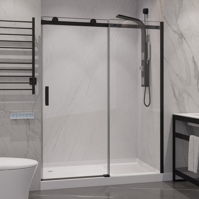 Anzzi Rhodes Series Frameless Sliding Shower Door (48" W x 76" H) with Handle