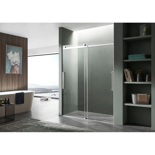 Anzzi Stellar Series Frameless Sliding (48"W x 76"H) Shower Door in Chrome with Handle