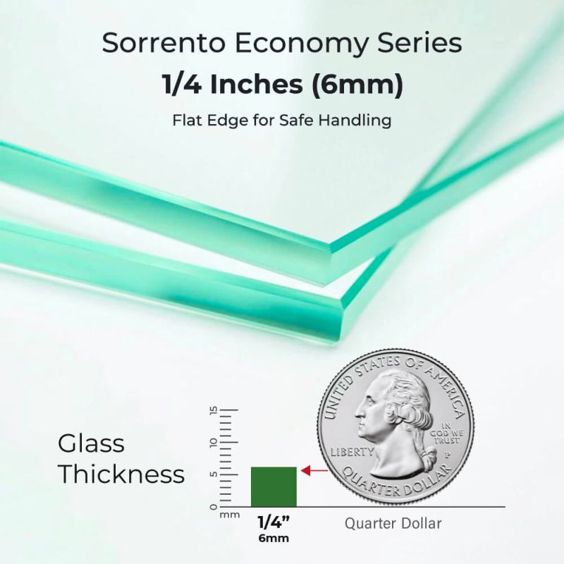 Fab Glass & Mirror Sorrento Economy Semi Frameless (56"- 60"W x 70"H) Tempered Glass 5/16 (8mm) Double Sliding Shower Door - Brushed Nickel Finish