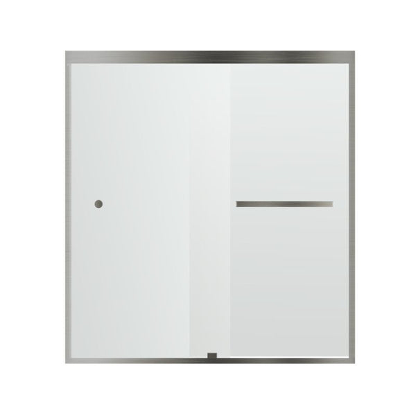 Fab Glass & Mirror Sorrento Economy Semi Frameless (44- 48W x 70H) Double Sliding Shower Door - Brushed Nickel Finish