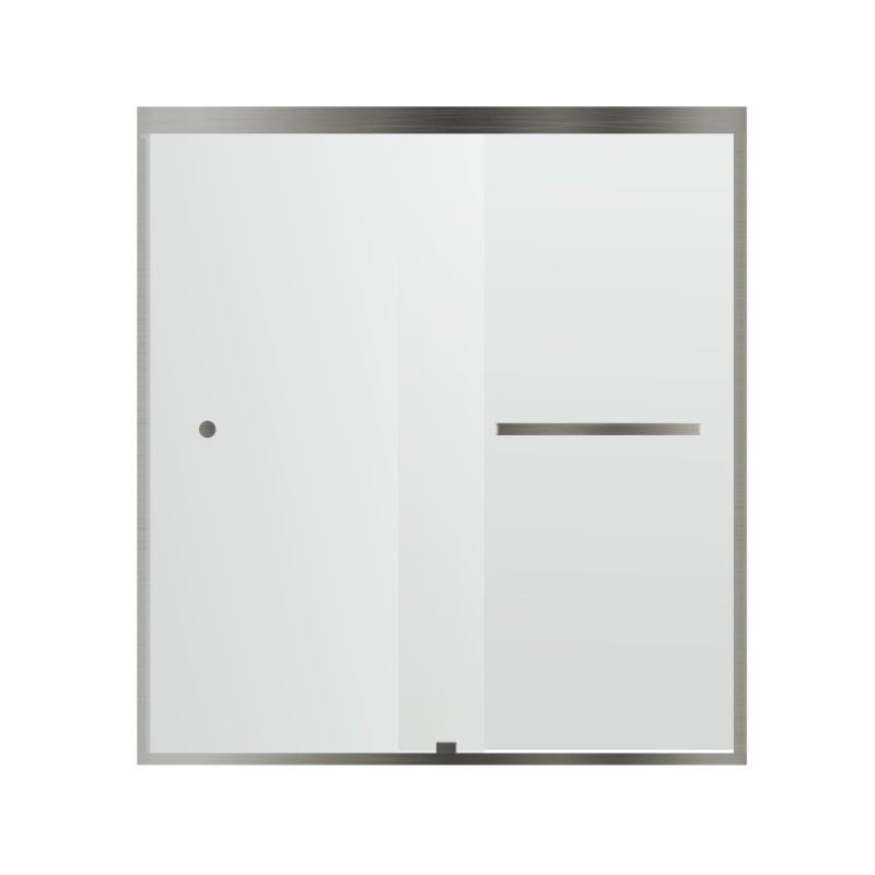 Fab Glass & Mirror Sorrento Economy Semi Frameless (44"- 48"W x 75"H) Double Sliding Shower Door - Brushed Nickel Finish