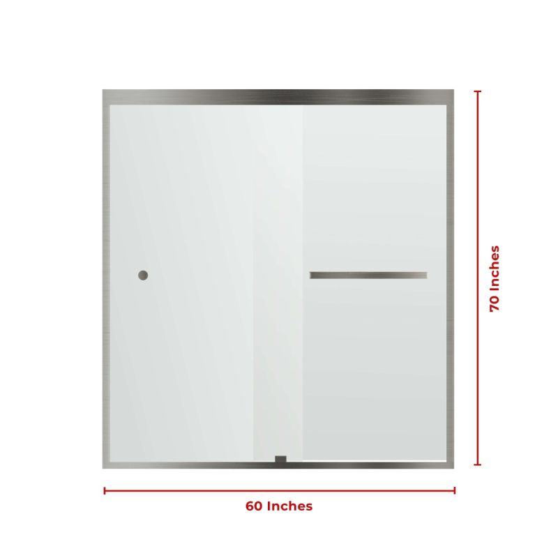 Fab Glass & Mirror Sorrento Economy Semi Frameless (56"- 60"W x 70"H) Tempered Glass 5/16 (8mm) Double Sliding Shower Door - Brushed Nickel Finish