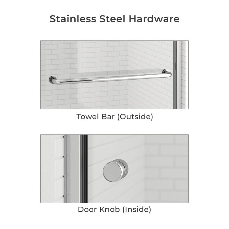 Fab Glass & Mirror Sorrento Economy Semi Frameless (56"- 60"W x 75"H) Tempered Glass 5/16 (8mm) Double Sliding Shower Door - Chrome Finish