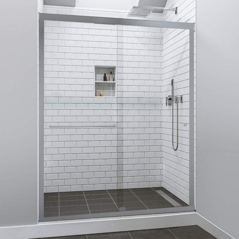 Fab Glass & Mirror Sorrento Economy Semi Frameless (44"- 48"W x 62"H) Double Sliding Shower Door - Chrome Finish