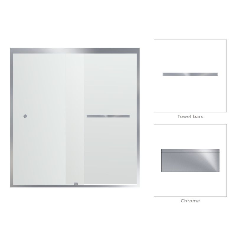 Fab Glass & Mirror Sorrento Economy Semi Frameless (44"- 48"W x 62"H) Double Sliding Shower Door - Chrome Finish