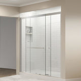 Fab Glass & Mirror Sorrento Economy Semi Frameless (56"- 60"W x 75"H) Tempered Glass 5/16 (8mm) Double Sliding Shower Door - Chrome Finish