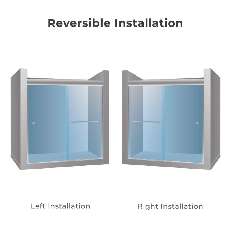 Fab Glass & Mirror Sorrento Economy Semi Frameless (44"- 48"W x 75"H) Tempered Glass 5/16 (8mm) Double Sliding Shower Door - Chrome Finish