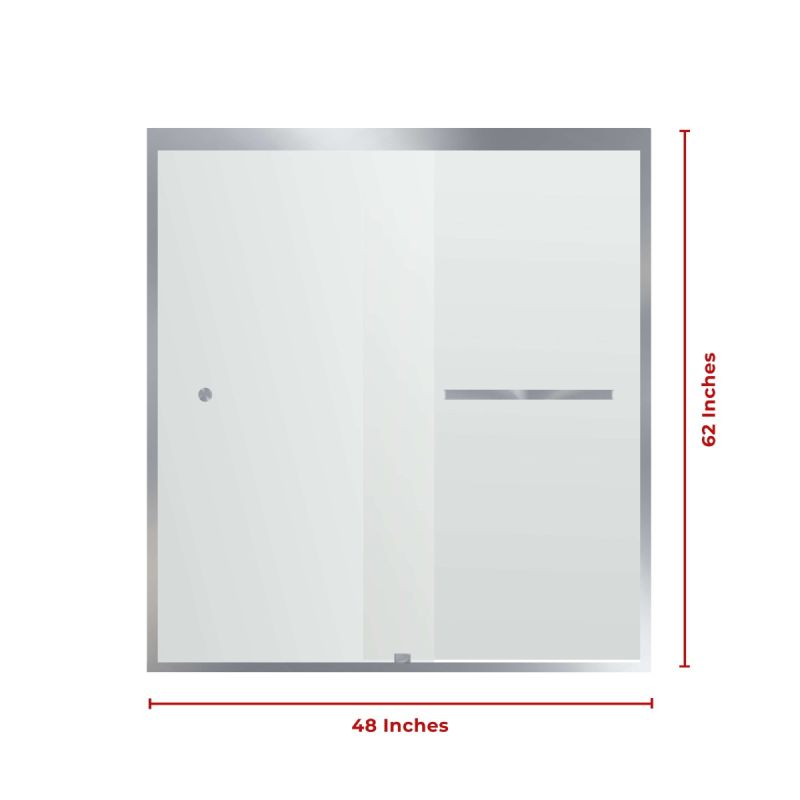 Fab Glass & Mirror Sorrento Economy Semi Frameless (44"- 48"W x 62"H) Double Sliding Shower Door - Chrome Finish