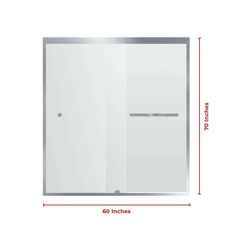 Fab Glass & Mirror Sorrento Economy Semi Frameless (56"- 60"W x 70"H) Double Sliding Shower Door - Chrome Finish