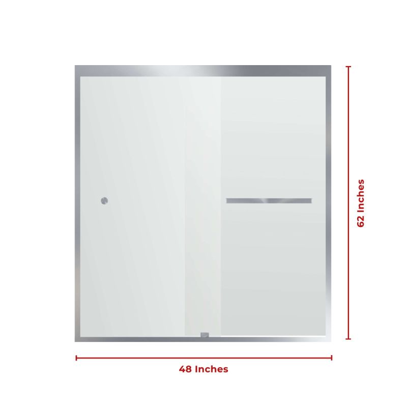 Fab Glass & Mirror Sorrento Economy Semi Frameless (44"- 48"W x 62"H) Tempered Glass 5/16 (8mm) Double Sliding Shower Door - Chrome Finish