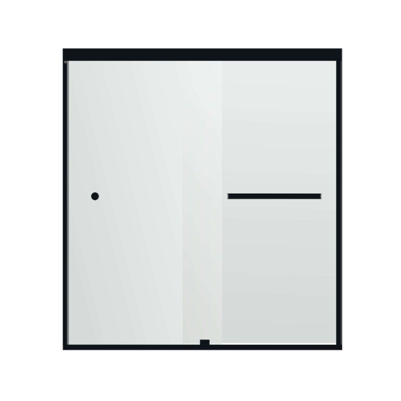 Fab Glass & Mirror Sorrento Economy Semi Frameless (44"- 48"W x 75"H) Double Sliding Shower Door - Matte Black Finish