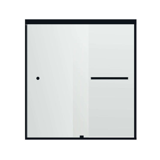 Fab Glass & Mirror Sorrento Economy Semi Frameless (44"- 48"W x 62"H) Double Sliding Shower Door - Matte Black Finish