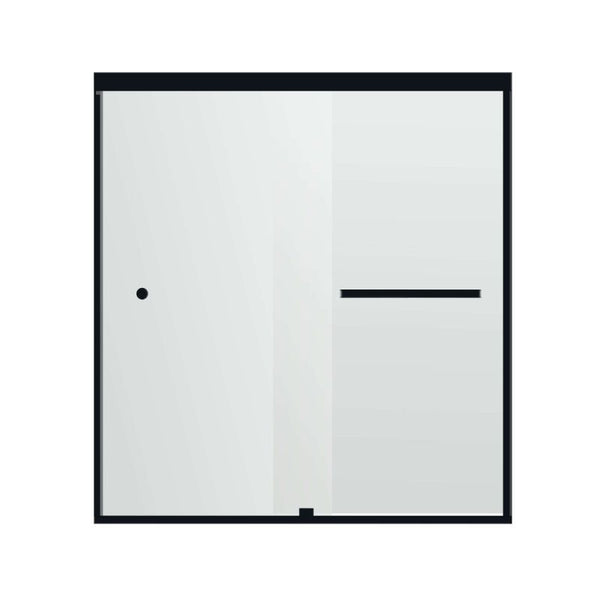 Fab Glass & Mirror Sorrento Economy Semi Frameless (44- 48W x 62H) Double Sliding Shower Door - Matte Black Finish