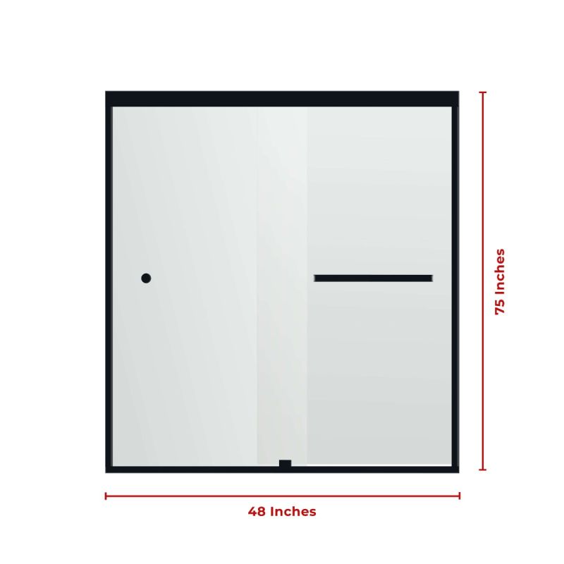 Fab Glass & Mirror Sorrento Economy Semi Frameless (44"- 48"W x 75"H) Double Sliding Shower Door - Matte Black Finish