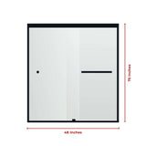 Fab Glass & Mirror Sorrento Economy Semi Frameless (44"- 48"W x 75"H) Double Sliding Shower Door - Matte Black Finish