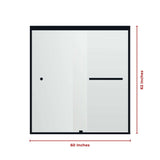 Fab Glass & Mirror Sorrento Economy Semi Frameless (56"- 60"W x 62"H) Double Sliding Shower Door - Matte Black Finish