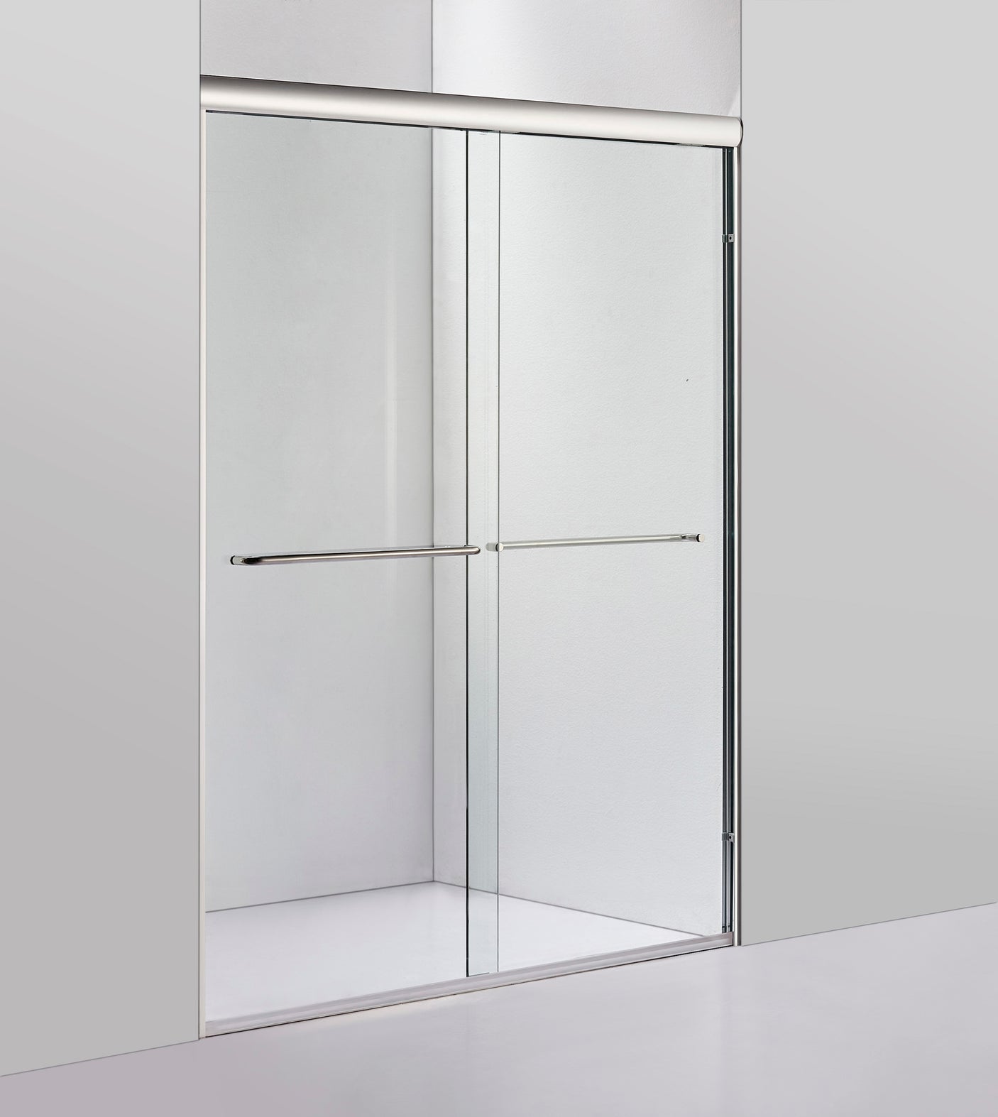 Vanity Art Frameless Bypass Single Sliding Glass Barn (60"W x 76"H) 2 Ways Shower Doors - Polished Chrome Finish