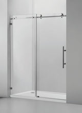 Vanity Art Frameless Bypass Single Sliding Glass Barn (60"W x 76"H) 2 Ways Shower Doors - Polished Chrome Finish