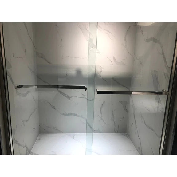 Vanity Art Frameless Bypass 2 Ways (60"W x 76"H) Sliding Glass Shower Door - Polished Chrome Finish