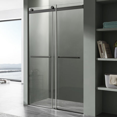 Anzzi Kahn Series Frameless Sliding Shower Door (48"W x 76"H) with Horizontal Handle