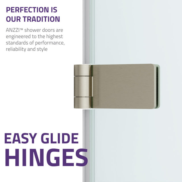 Anzzi Vensea Series Frameless Hinged (31.5"W x 56"H) Tub Door