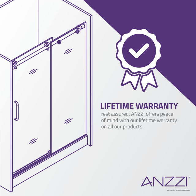 Anzzi Madam Series Frameless Sliding Shower Door (48" W x 76" H) with Handle