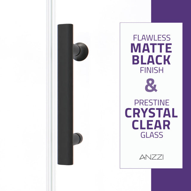 Anzzi Halberd Framed Shower Door (48"W x 72"H) in Matte Black