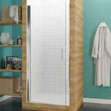 Anzzi Lancer Series Semi-Frameless Hinged Shower Door (29" W x 72" H) in Crystal Clear glass