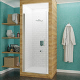 Anzzi Lancer Series Semi-Frameless Hinged Shower Door (23" W x 72" H) in Crystal Clear glass