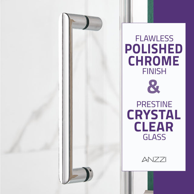 Anzzi Lancer Series Semi-Frameless Hinged Shower Door (23" W x 72" H) in Crystal Clear glass