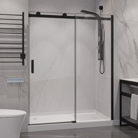 Anzzi Rhodes Series Frameless Sliding Shower Door (60"W x 76"H) with Handle