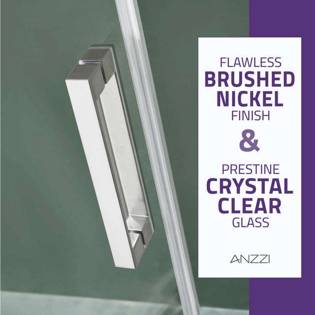 Anzzi Rhodes Series Frameless Sliding Shower Door (60"W x 76"H) with Handle