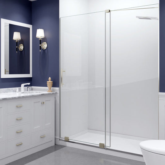 Anzzi Longboat Series Semi-Frameless (60"W x 76"H) Shower Door in Brushed Nickel