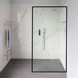 Fab Glass & Mirror Velvon (34"W X 74"H) Inch Framed Fixed Glass Shower Wall Panel - Matte Black