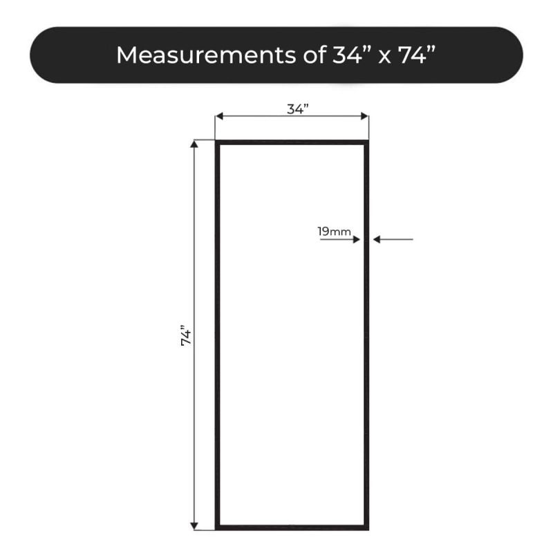 Fab Glass & Mirror Velvon (34"W X 74"H) Inch Framed Fixed Glass Shower Wall Panel - Matte Black