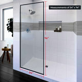 Fab Glass & Mirror Velvon (34"W X 74"H) Inch Framed Fixed Glass Shower Wall Panel - Matte Black