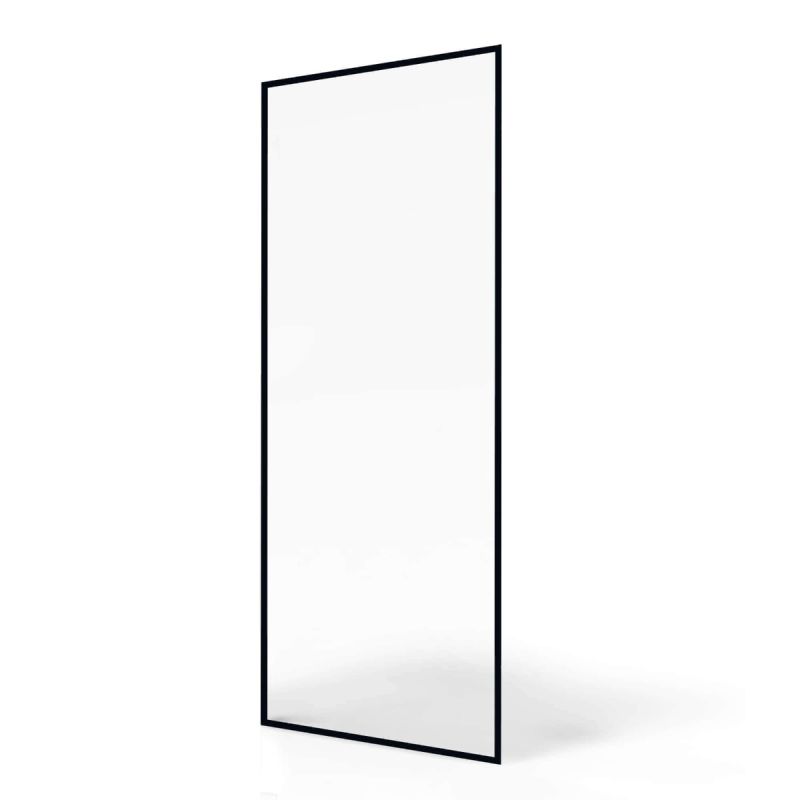 Fab Glass & Mirror Velvon (34"W X 74"H) Inch Framed Fixed Glass Shower Wall Panel - Matte Black